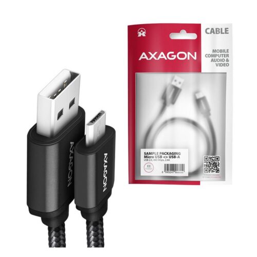 Axagon Cable Usb2.0 To Micro-Usb 1.5M Hq Blk Bumm-Am15Ab