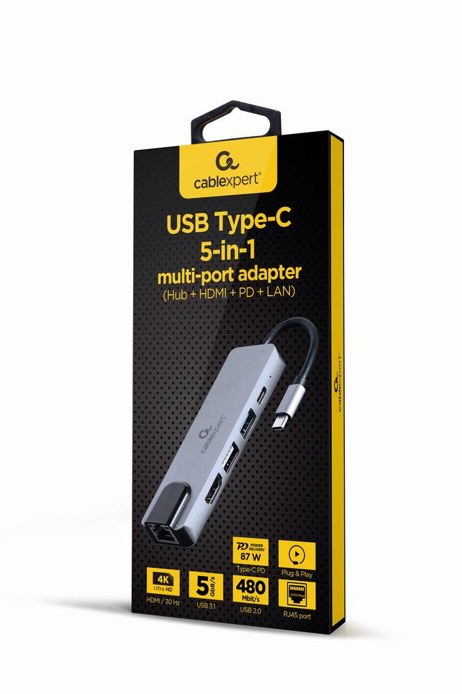 Gembird O Adapter Usb-C To Hdmi Usb3 5In1 A-Cm-Combo5-04