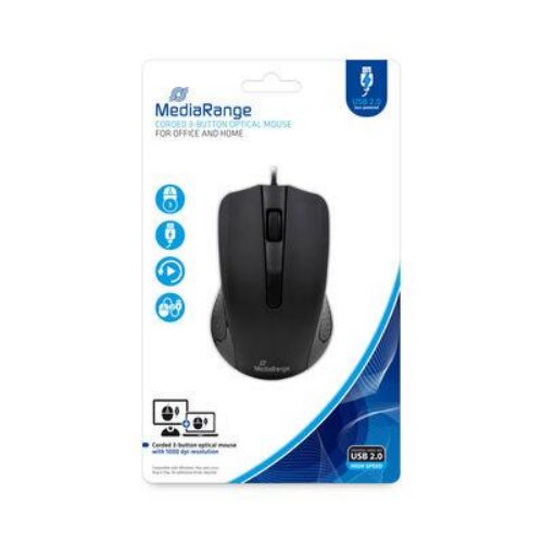 Mediarange Mouse Usb Optical Black 3-Button Mros210