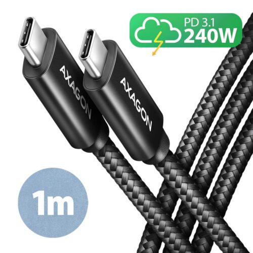 Axagon Cable Usb-C To Usb-C 1M 240W Braid Blk Bucm2-Cm10Ab