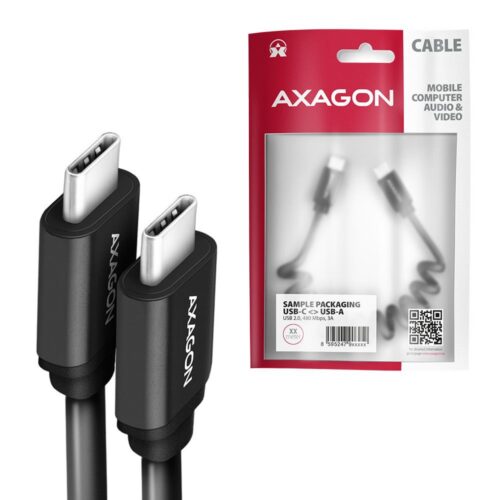 Axagon Cable Usb-C To Usb-C 1.1M 60W Twister Blk Bucm-Cm20Tb