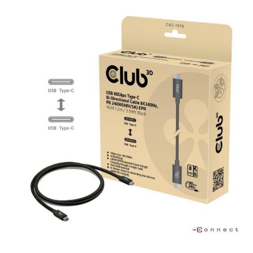 Club3D Cable Usb-C To Usb-C 1.2M Black Cac-1570