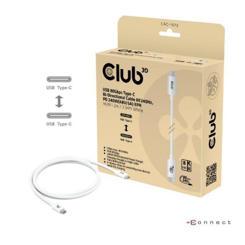 Club3D Cable Usb-C To Usb-C 1.2M White Cac-1572