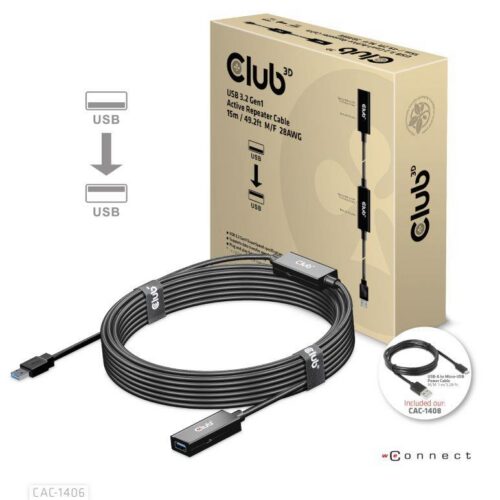 Club3D Cable Usb3.2 Repeater 15M F Cac-1406