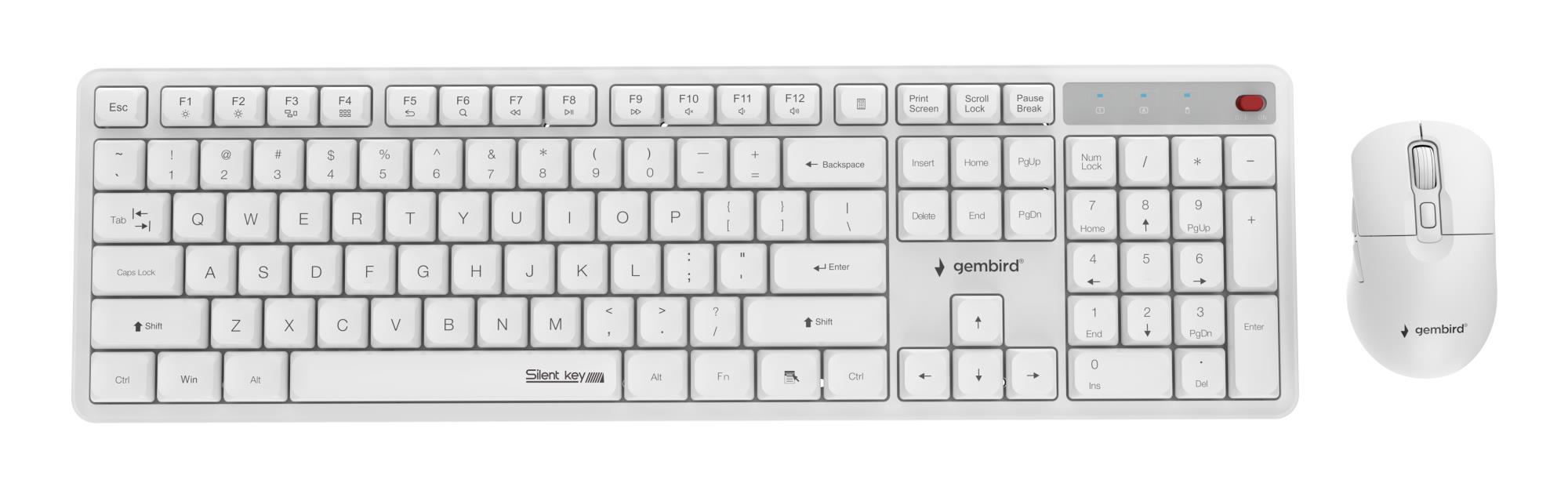 Gembird Keyboard +Mouse Wrl Eng White Kbs-Wms-01-W